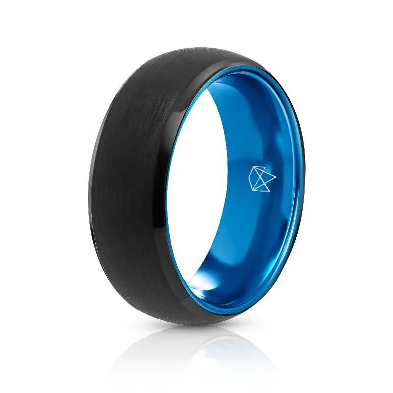 Shop Trending Jewelry With Exclusive Savings Black Tungsten Ring - Blue EMBR