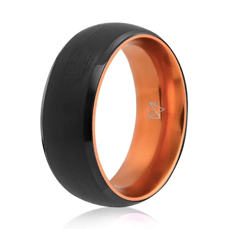 Personalized Jewelry Sale – Meaningful Gifts At Great Prices Black Tungsten Ring - Resilient Orange