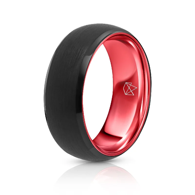 Limited-Time Offer On Premium Jewelry Collections Black Tungsten Ring - Resilient Red