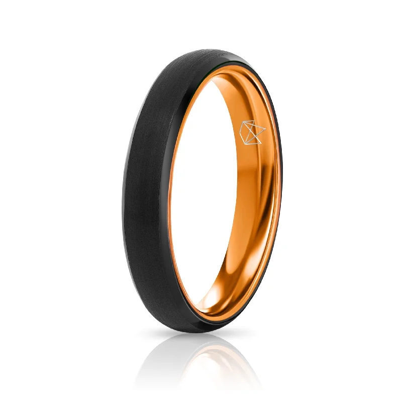 Dazzle In Elegance With Our Biggest Jewelry Sale Black Tungsten Ring - Resilient Orange - 4MM