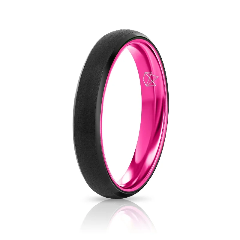 Luxury Jewelry Clearance – Shop Premium Styles Now Tungsten Ring (Black) - Resilient Pink - 4MM