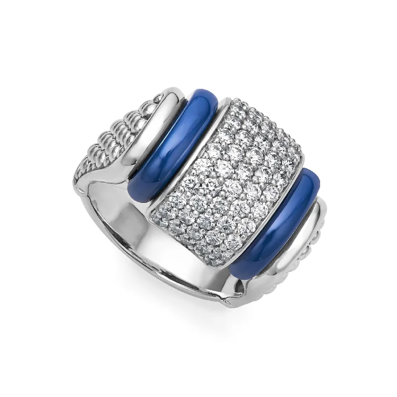 Seasonal Jewelry Deals – Elevate Your Style Blue Caviar Ceramic Caviar Diamond Statement Ring