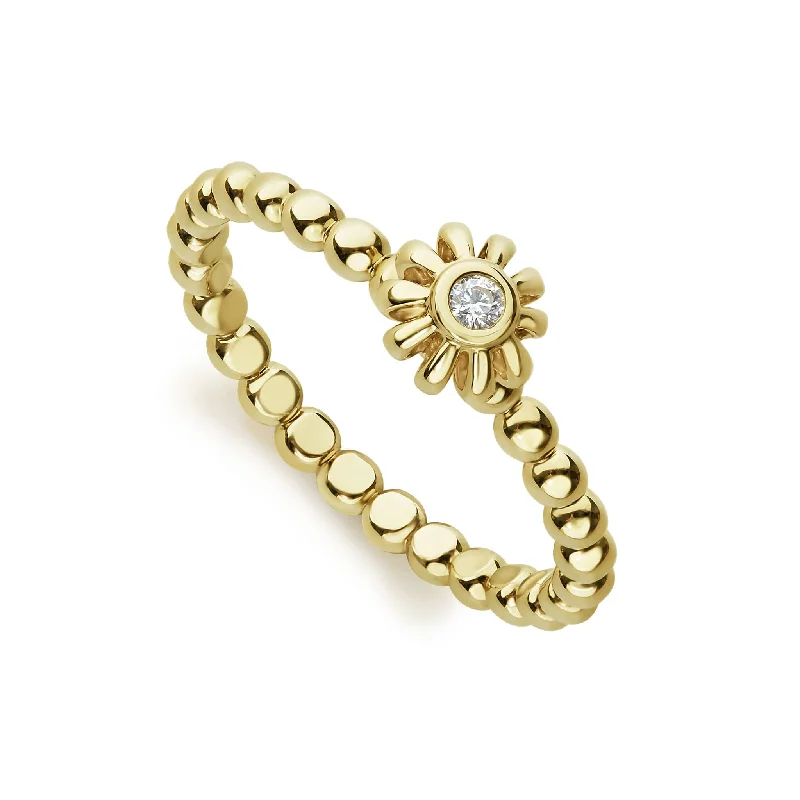 Make Your Outfit Shine With Discounted Jewelry Caviar Gold Fluted Flower Diamond Ring