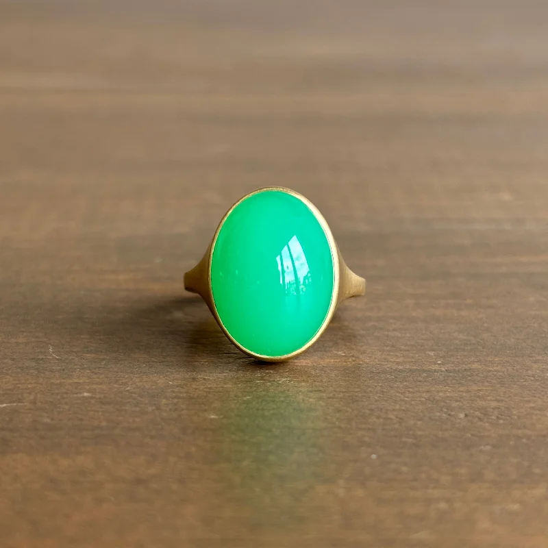 Unmissable Deals On Handmade Jewelry Collections Darker Oval Chrysoprase Cast Ring