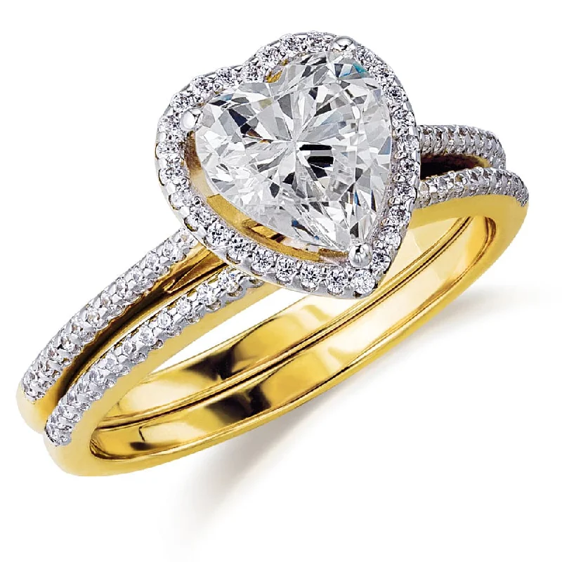 Discounted Luxury Jewelry – Shine Without The Splurge Halo Heart  Ring Set