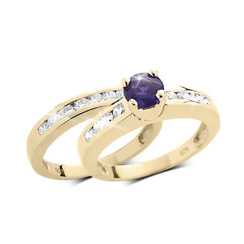 Discounted Jewelry For A Glamorous Look Josephine Amethyst Duo Bridal Ring