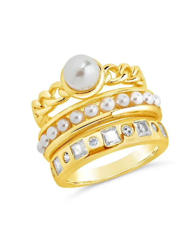 Make Every Moment Shine – Jewelry Discounts Available Kimber Pearl & CZ Stacking Ring Set of 3