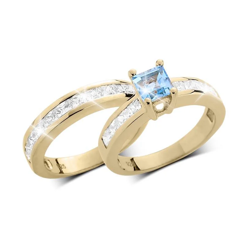 Shop Stylish Jewelry Now And Save Big Maria Duo Blue Topaz Bridal Ring