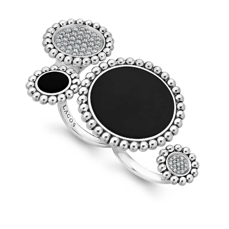 Flash Deals On Fine Jewelry – Shop Before It's Gone Maya Onyx and Diamond Circle Statement Ring