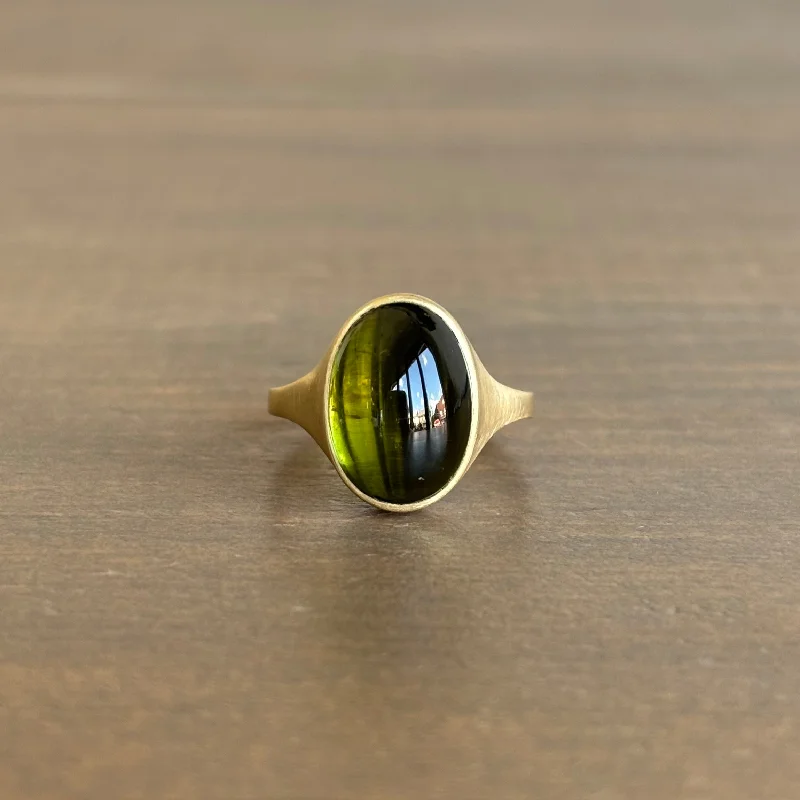 Modern Jewelry At Exclusive Discounts – Shop Today Moss Green Tourmaline Cabochon Cast Ring