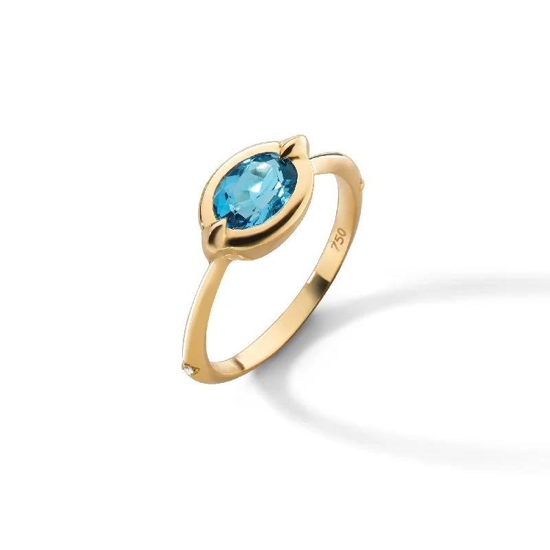 Timeless Elegance, Temporary Discounts – Act Fast "Points North" London Blue Topaz Ring with Diamonds