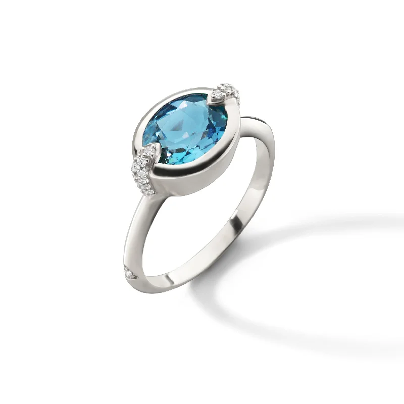 Don't Miss Out On Jaw-Dropping Jewelry Discounts "Points North" Deep-Set Oval London Blue Topaz Ring