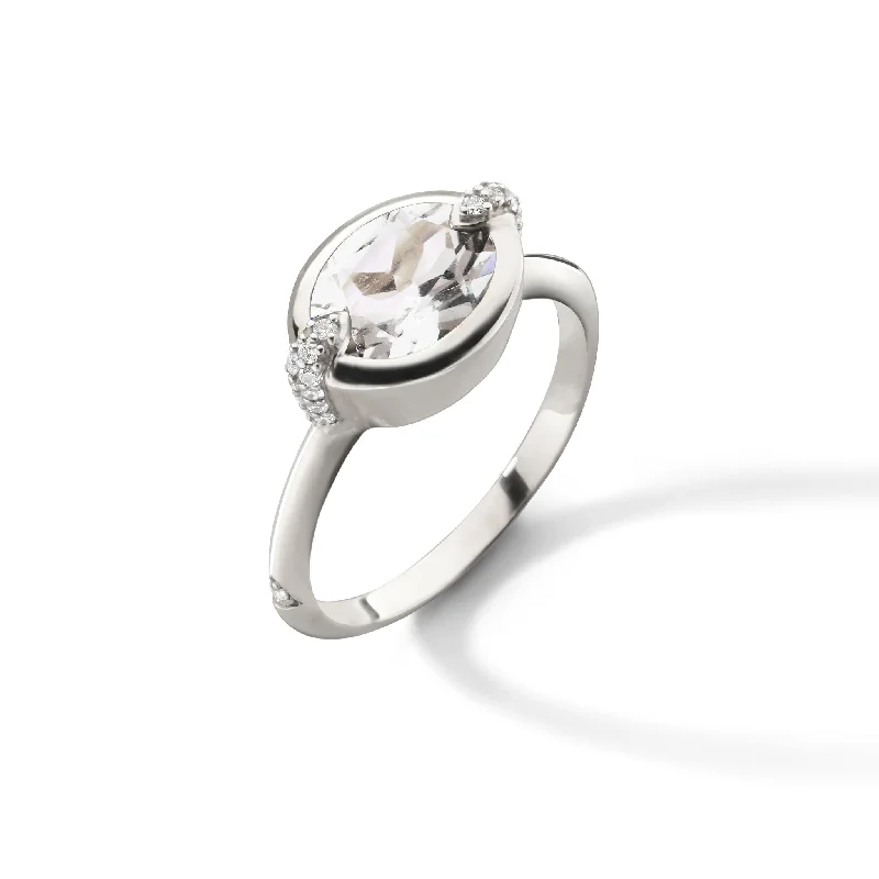 Stunning Jewelry At Even More Stunning Prices "Points North" Deep-Set Oval Rock Crystal Ring