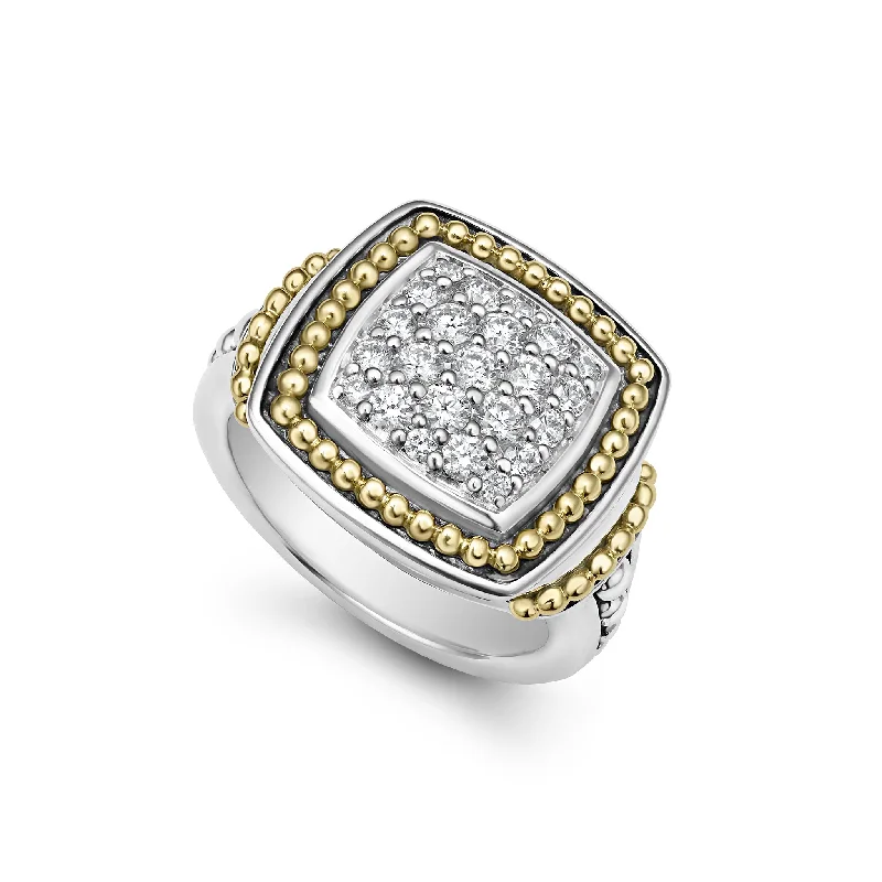 Exclusive Jewelry Sale – Sparkle For Less Rittenhouse Two-Tone Diamond Square Ring