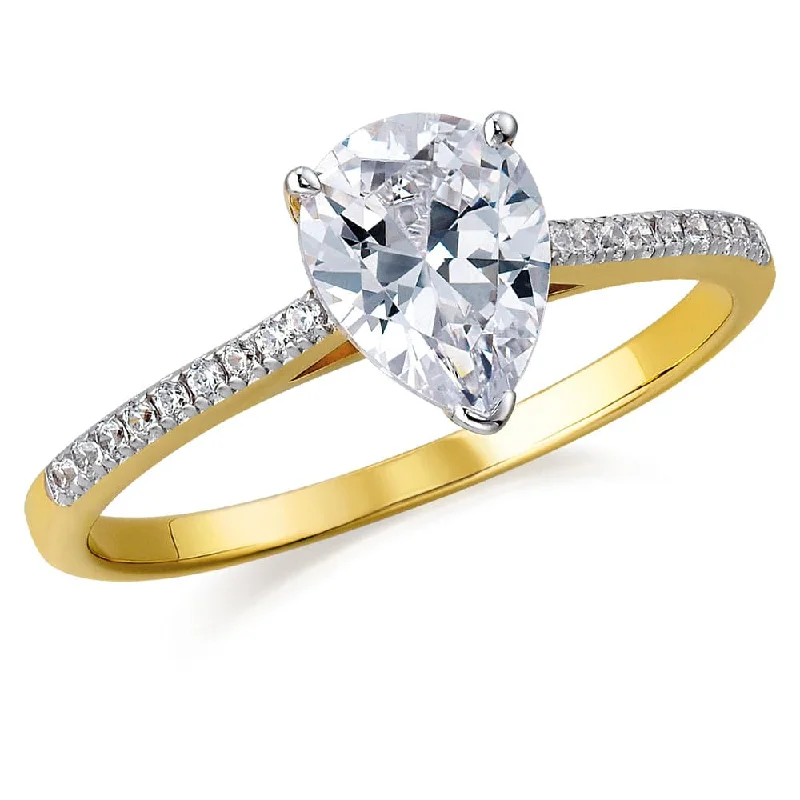 Elevate Your Outfit With Discounted Statement Jewelry Shining Pear Cut Solitaire Ring