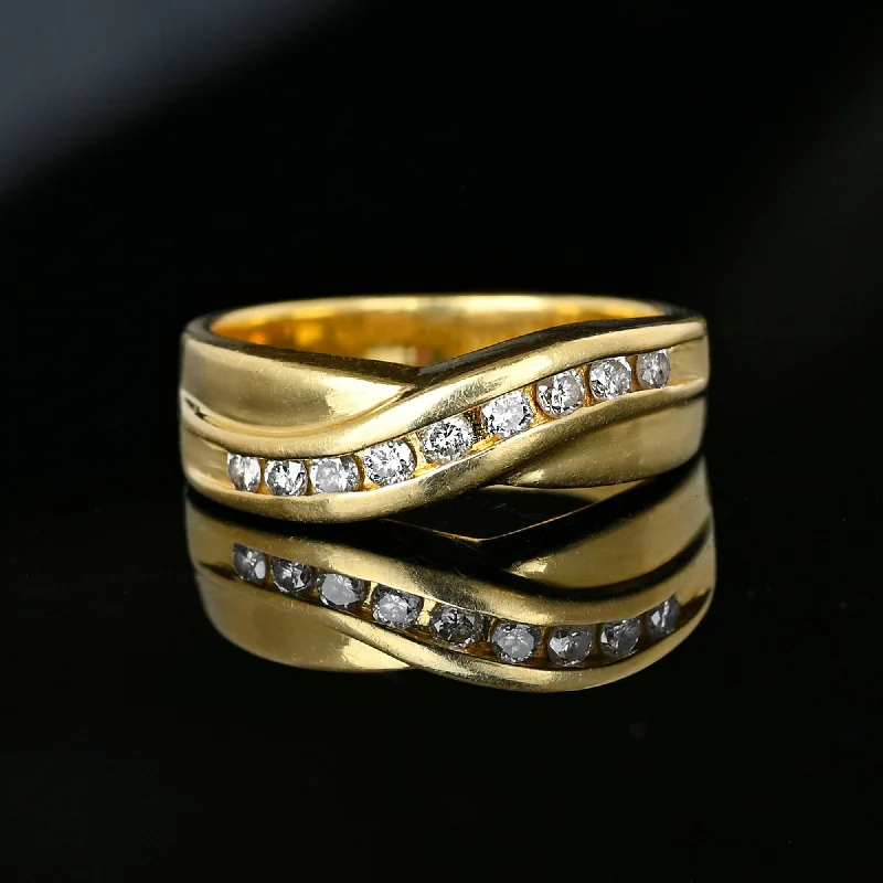 Limited-Stock Jewelry Clearance – Grab Your Favorites Now Vintage Heavy 14K Gold Diamond Crossover Ring Band