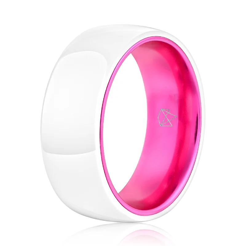 Unmissable Jewelry Clearance – Final Reductions White Ceramic Ring - Resilient Pink