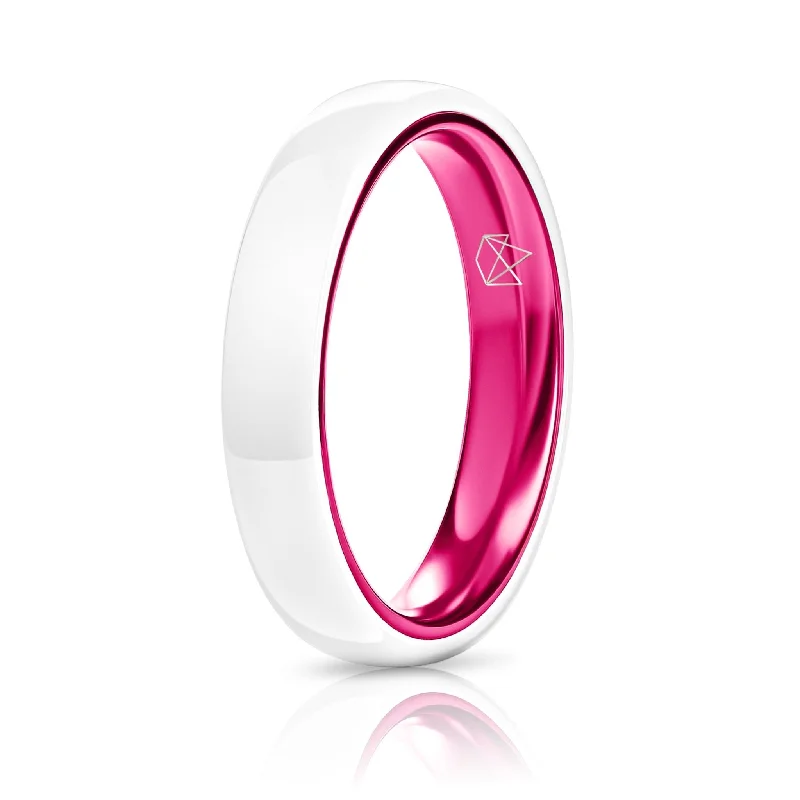 High-End Sparkle, Low-End Prices – Jewelry Sale Live White Ceramic Ring - Resilient Pink - 4MM