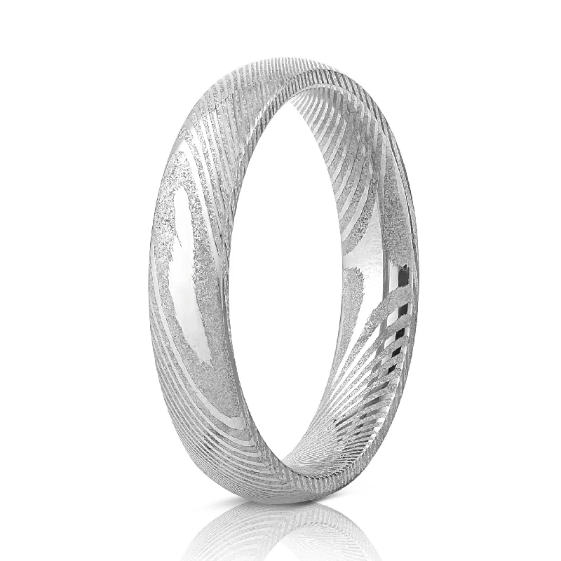 Best Jewelry Sale – Shop Exclusive Designs Now Wood Grain Damascus Steel Ring - Minimalist - 4MM