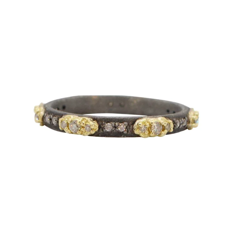 Handcrafted Beauty At Affordable Prices Old World Stacking Band with Champagne Diamonds