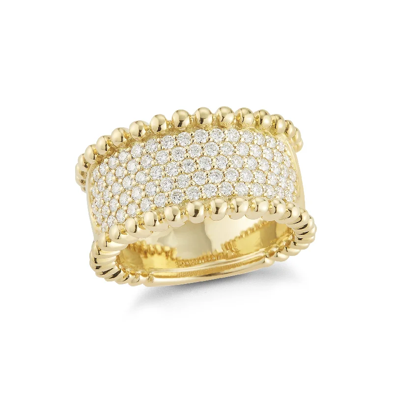 Exclusive Jewelry Offers – Shine For Less Wide Diamond Band with Gold Bead Edge