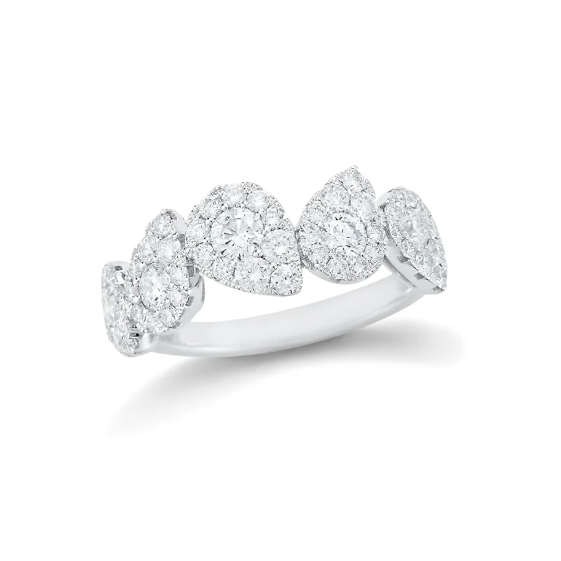 Your Perfect Accessory Now At The Best Price Diamond Staggered Pear-shaped Halo Ring