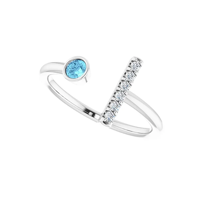 Limited-Stock Jewelry Sale – Once It's Gone, It's Gone Aquamarine & Diamond Bar Ring