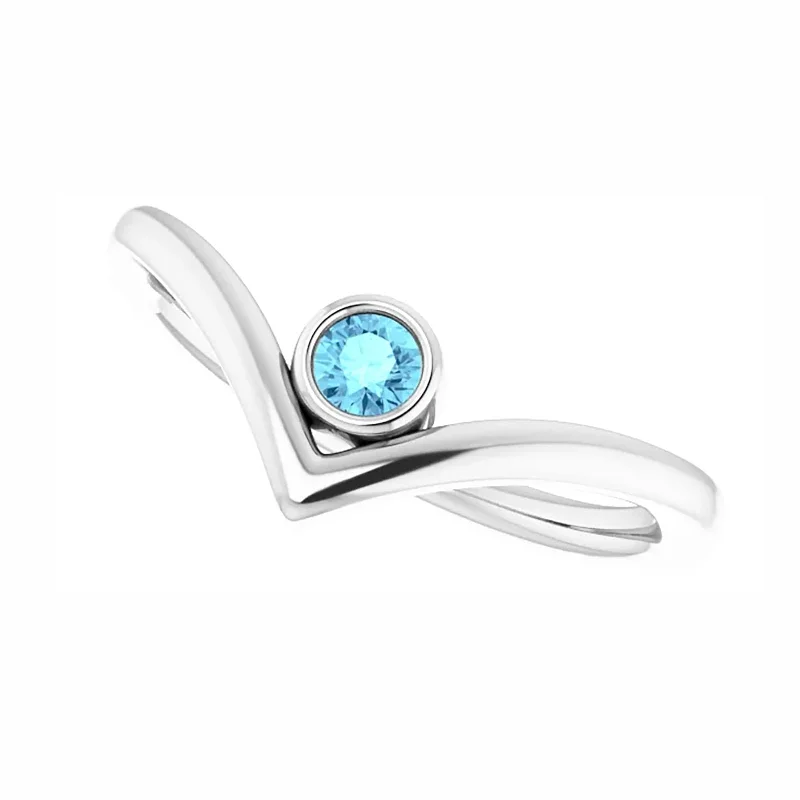 Shop Trending Jewelry With Exclusive Savings Chevron Ring with Aquamarine Accent