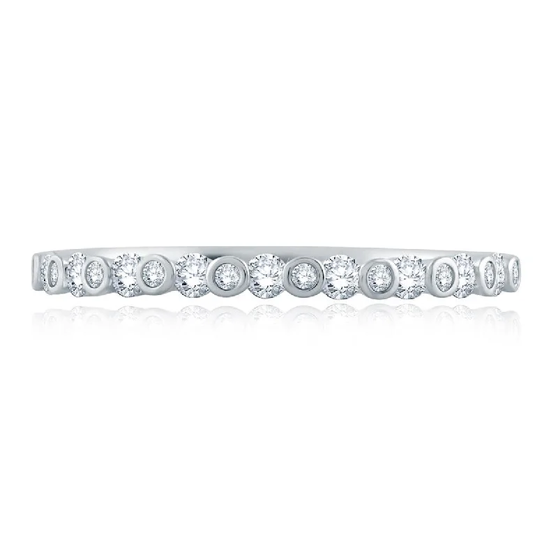 Affordable Glamour – Premium Jewelry At Special Prices A. Jaffe Alternating Bezel Set Half Circle Diamond Stackable Band WR1057/28