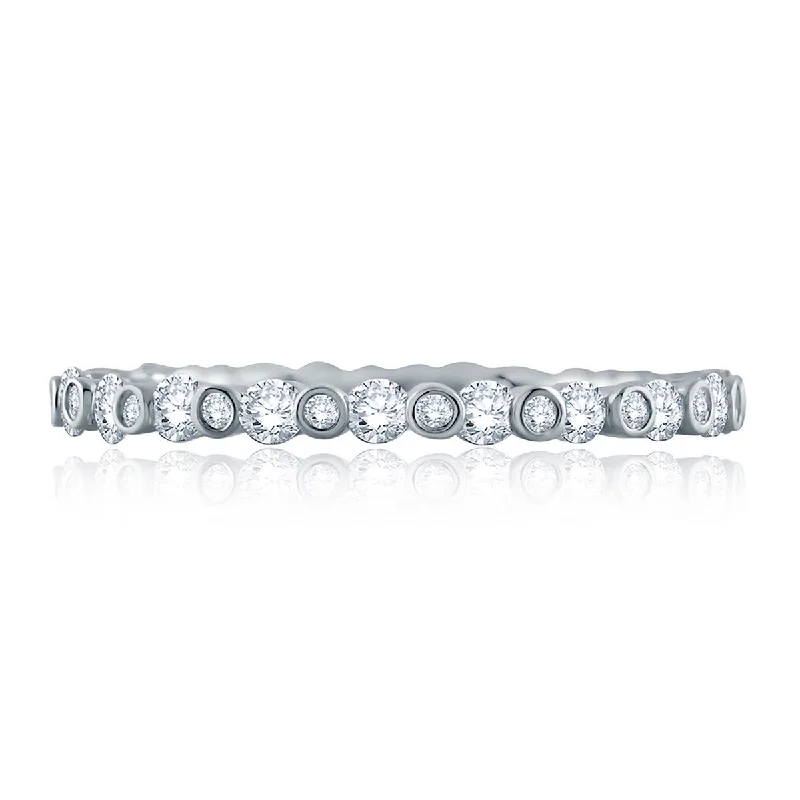 Premium Jewelry Now Available At Special Discounts A. Jaffe Alternating Bezel Set Eternity Diamond Stackable Band WR1048/70