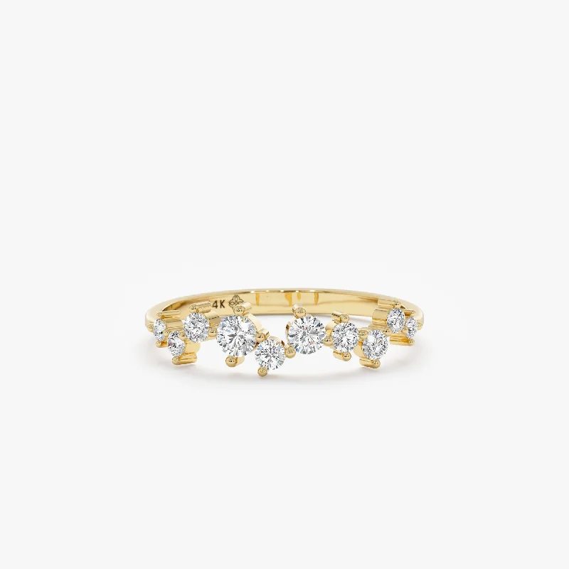 Huge Markdowns On Premium Jewelry Styles Asymmetrical Set Diamond Cluster Ring, Sibyl