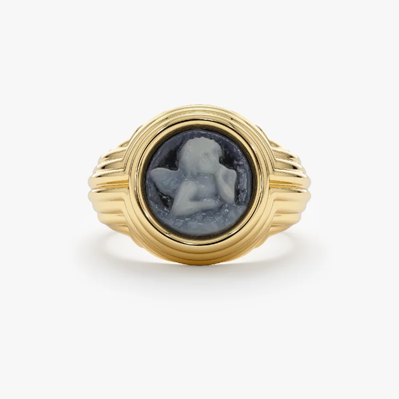 Luxury Jewelry Clearance – Shop Premium Styles Now Blue Agate Cameo Signet Ring, Deren