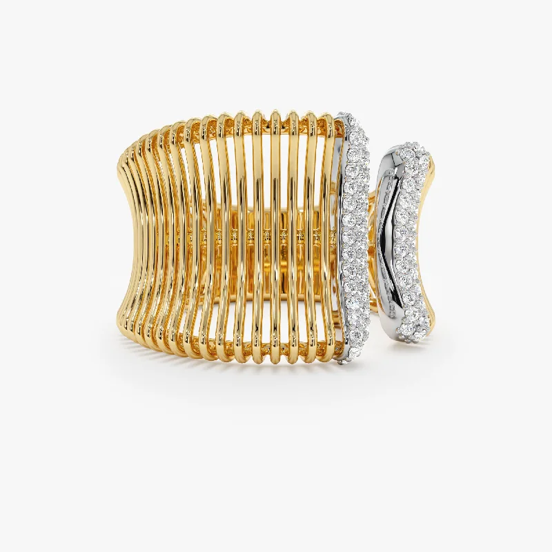 Shop Stylish Jewelry Now And Save Big Bold and Ribbed Diamond Open Ring, Lumen