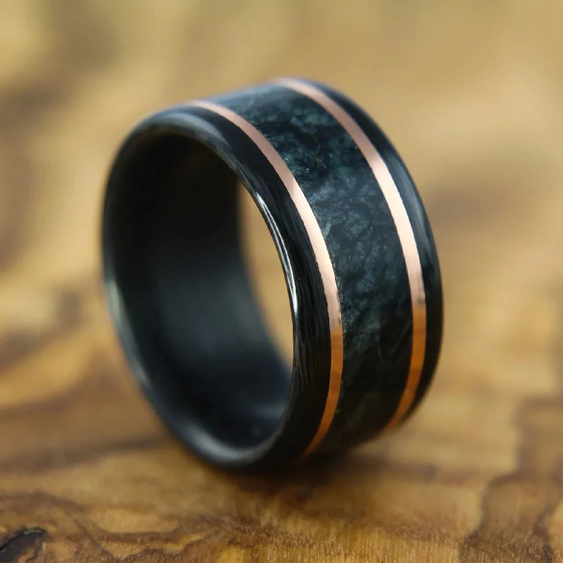 Shop Fine Jewelry With Exclusive Savings Carbon Fiber, Gold, and Marble Ring