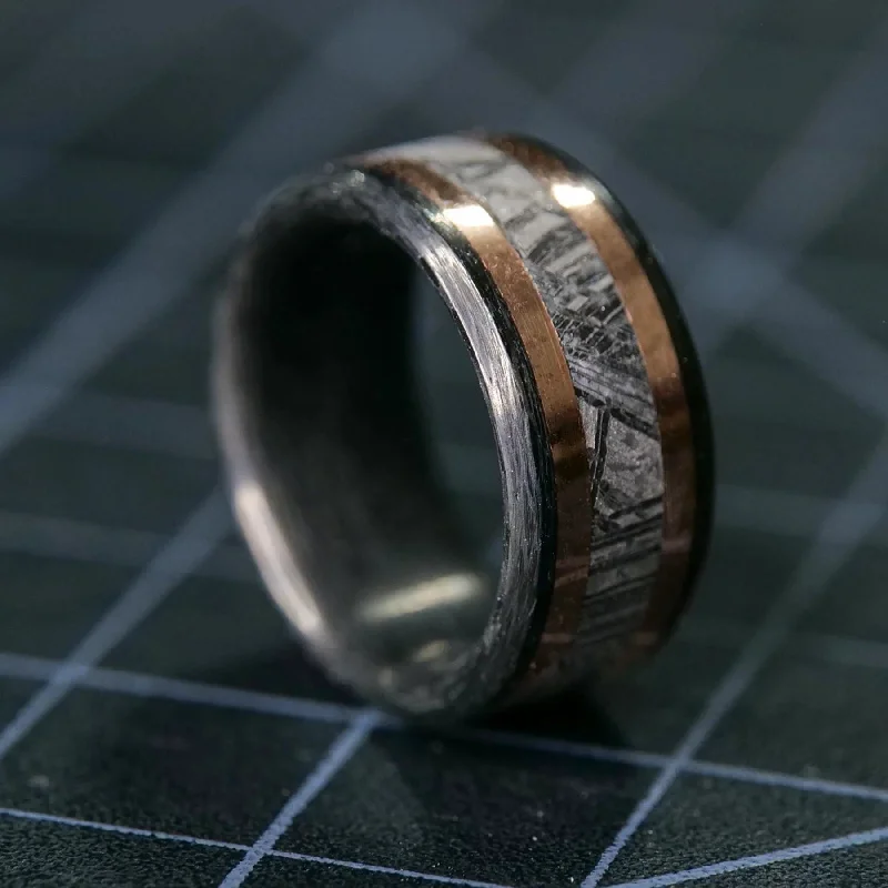 Exclusive Online Jewelry Sale – Don't Wait Carbon Fiber, Gold, and Meteorite Ring