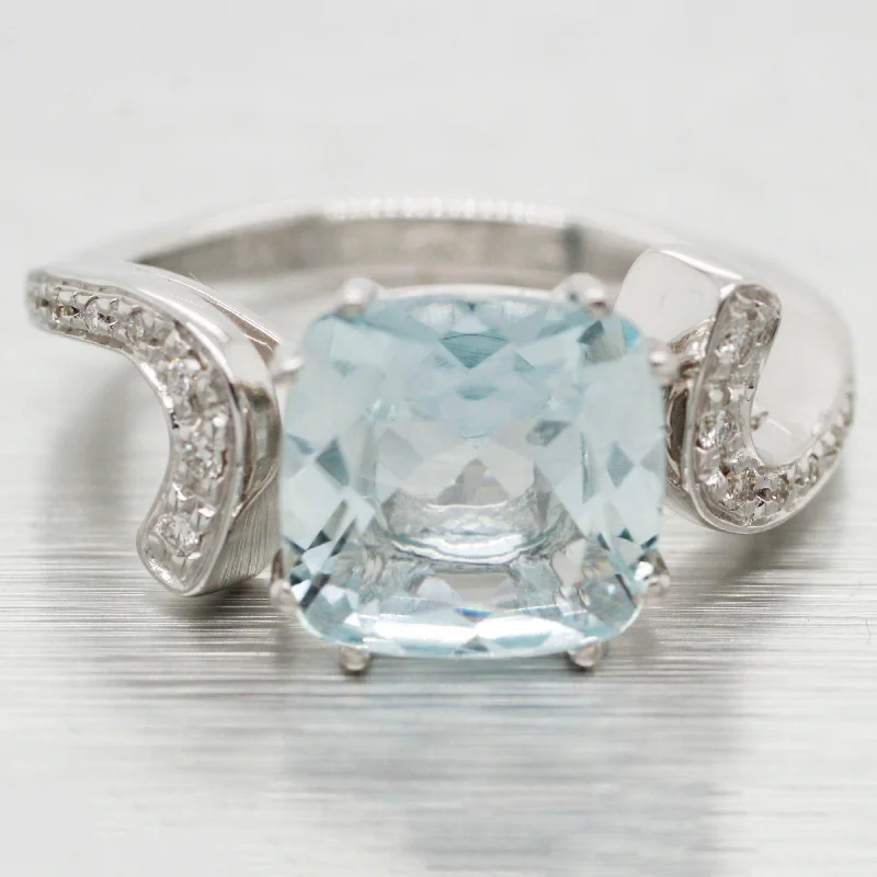 Limited-Stock Jewelry Sale – Shop Before It's Gone Comete 3ct Aquamarine Cocktail Ring - Diamond Accents - 18k White Gold Setting