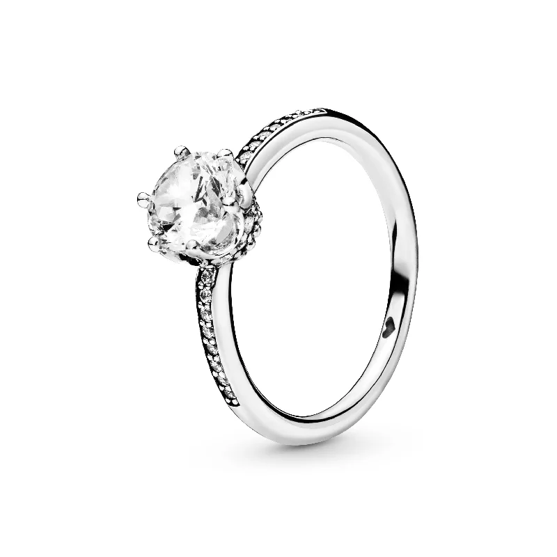 Grab Stylish Jewelry Before The Sale Ends Crown sterling silver ring with clear cubic zirconia