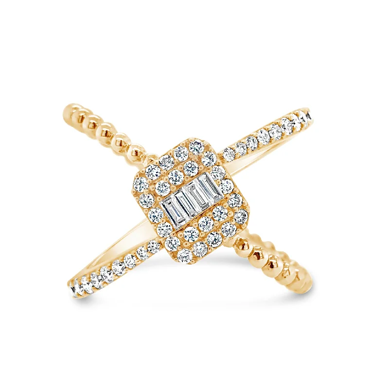 Holiday Jewelry Sale – Perfect Gifts At Great Prices Diamond Criss-cross with Baguette Center Fashion Ring