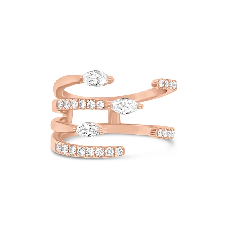 Grab Your Favorite Jewelry At The Lowest Prices Marquise Diamond Fashion Cut-out Ring