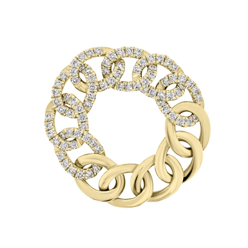 Delicate Crystal Jewelry For Sophisticated Charm Diamond & Gold Curb Flexible Chain Ring