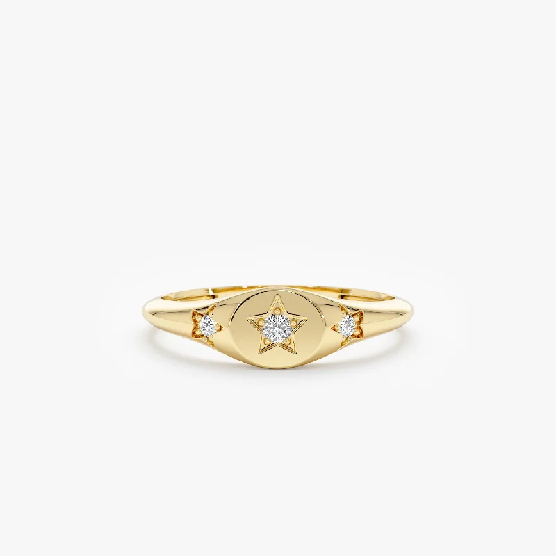 Timeless Elegance, Temporary Discounts – Act Fast Diamond Star Signet Ring, Jai