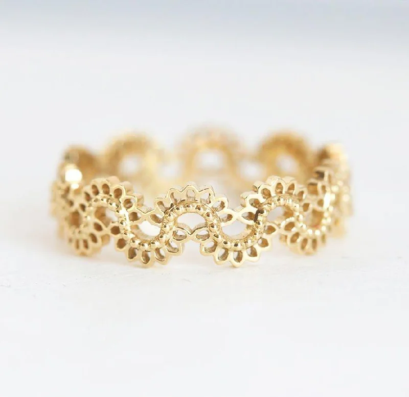 Shop Dazzling Jewelry With Special Promotional Discounts Iva Gold Lace Band, Lace Wedding Band