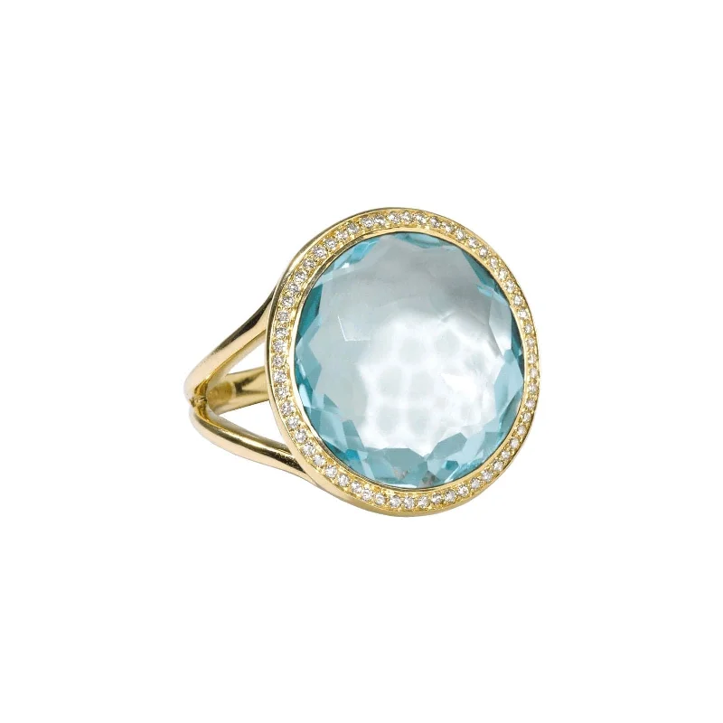 Flash Sale On Stunning Jewelry – Limited Stock Available Medium Ring in Blue Topaz with Diamond Halo