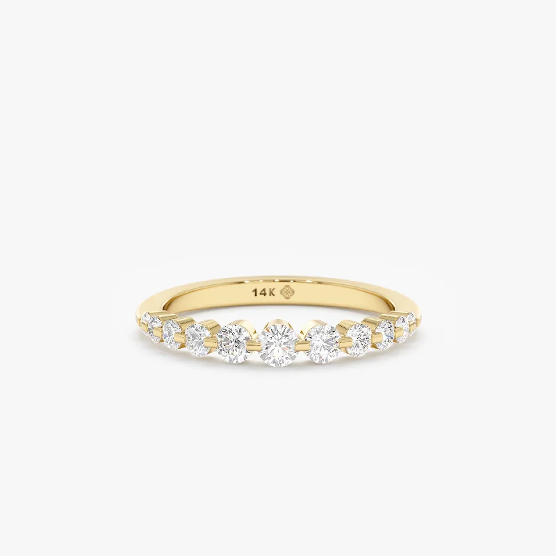 Trendy Minimalist Jewelry For Everyday Wear Graduating Natural Diamond Band, Bianca