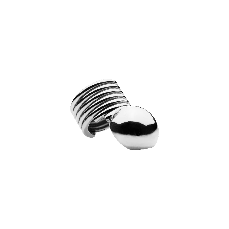 Modern Statement Jewelry For Bold Styling Sirius Barrel Ring Silver