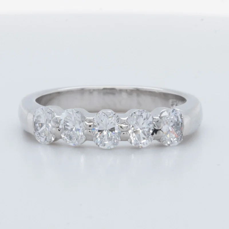 Breathtaking Jewelry, Breathtaking Prices Platinum 950 Oval Diamond 5 Stone Wedding Band 0.25ctw G VS Ring Size 5.75