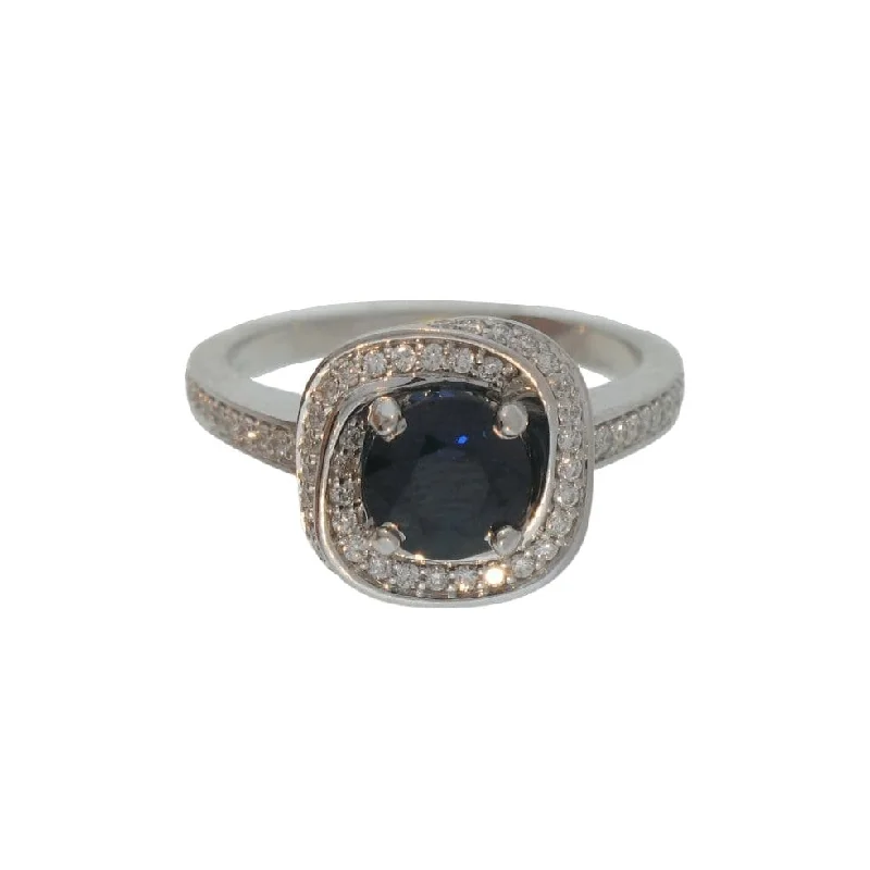 Get Your Favorite Jewelry At The Best Price Blue Sapphire and Diamond Halo Ring