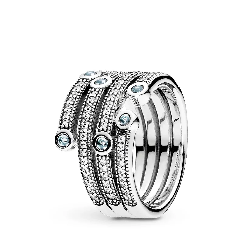 Trendy Minimalist Jewelry For Everyday Wear Silver ring with frosty mint and clear cubic zirconia