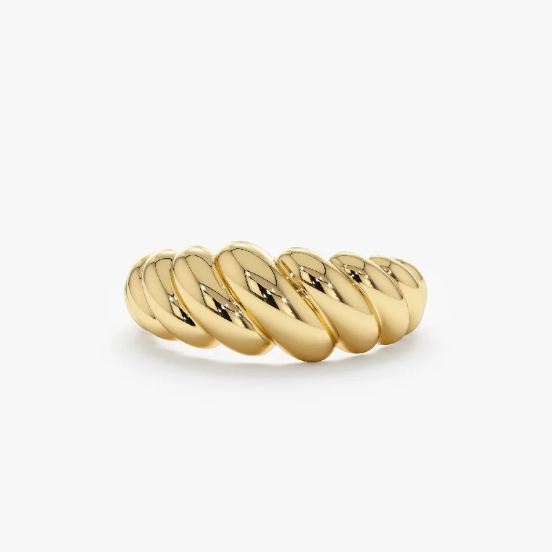 Fashion-Forward Jewelry At Exclusive Discounts Solid Gold Chunky Croissant Ring, Amina