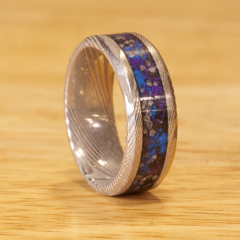 Handcrafted Jewelry Sale – Unique Designs At Low Prices The Nebula Twist Damascus Glowstone Ring